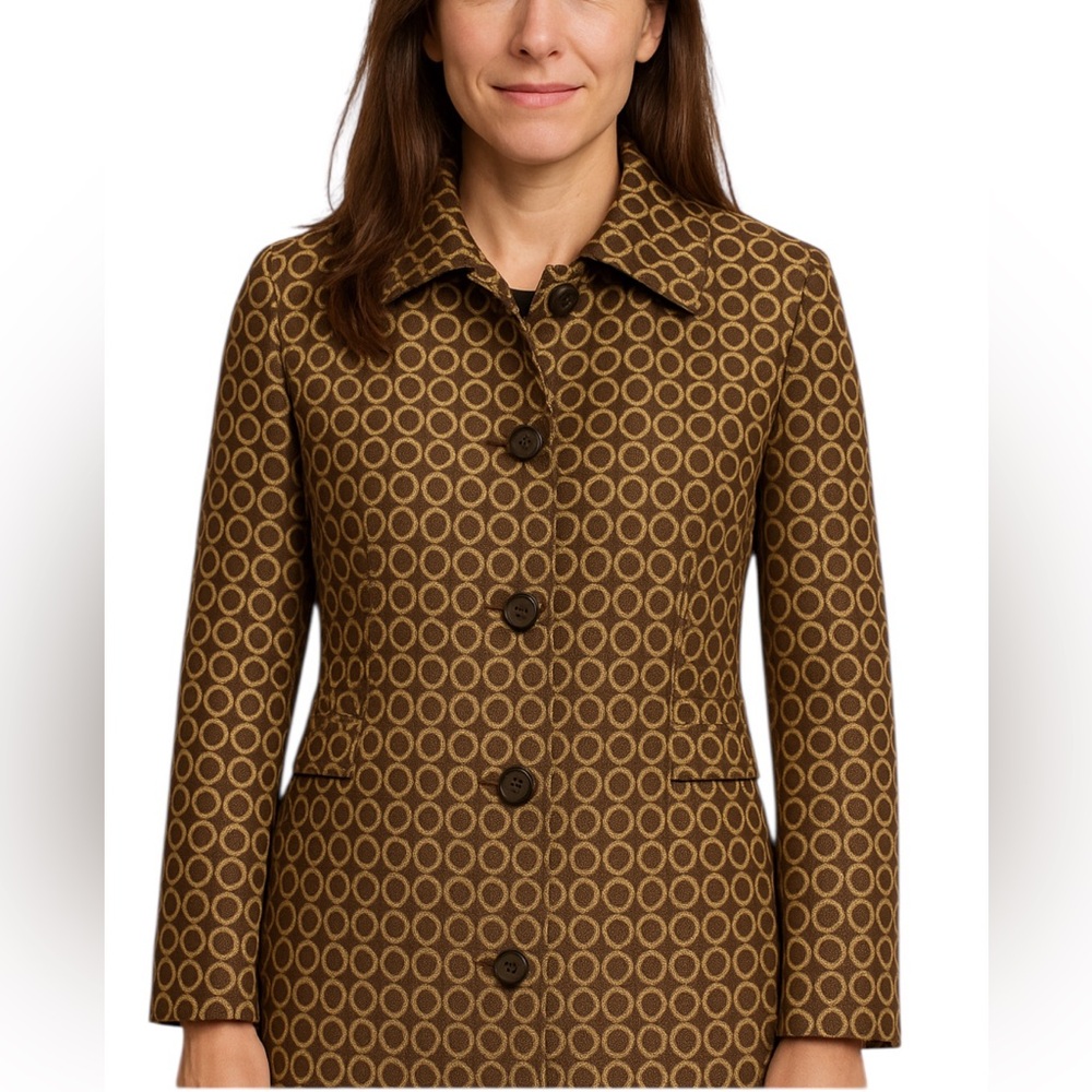 Sigrid Olsen Long Blazer Single Breasted Brown Gold Vintage - Picture 17 of 17